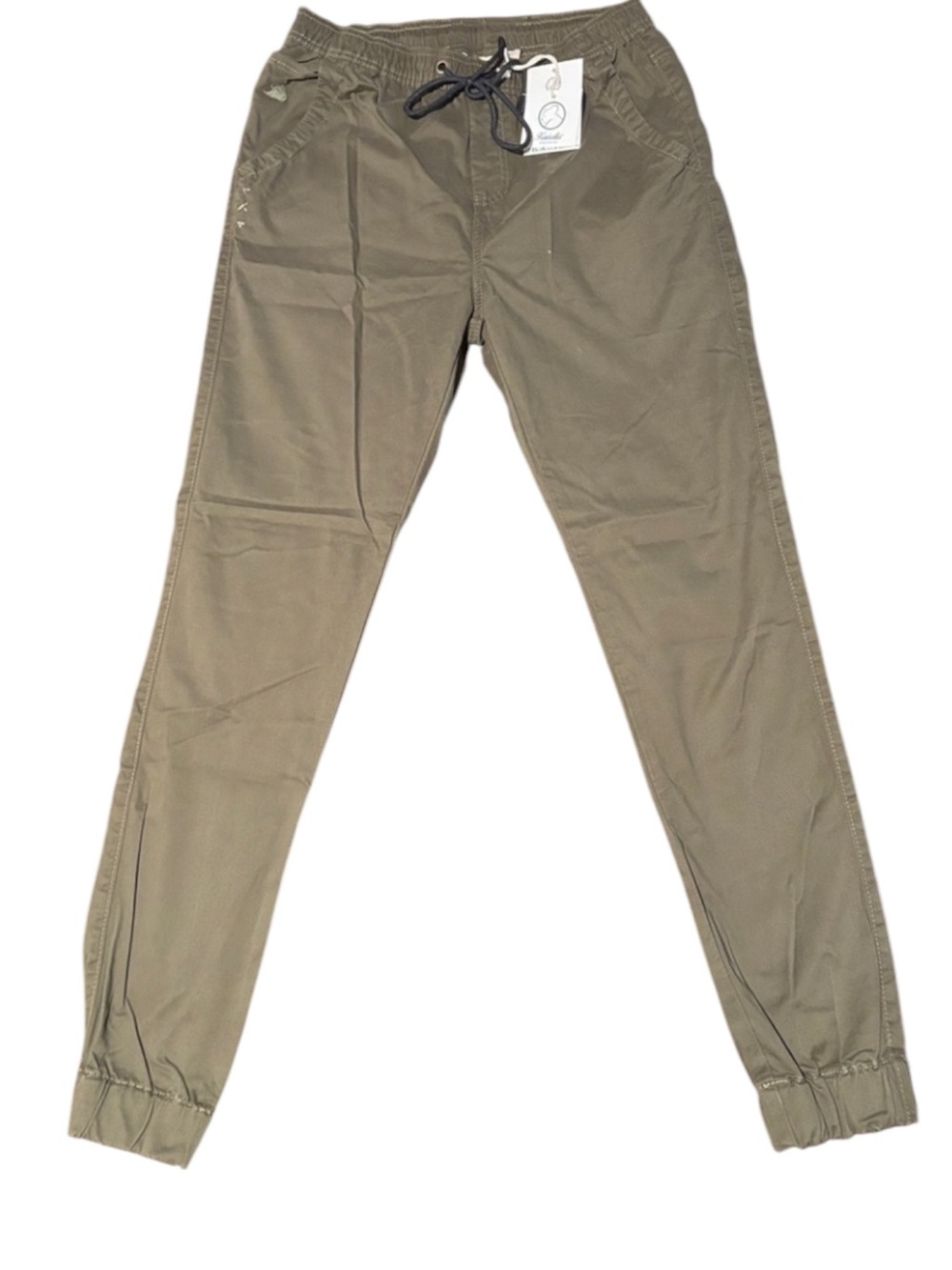 Men's Olive Green Elastic-Waist Chinos